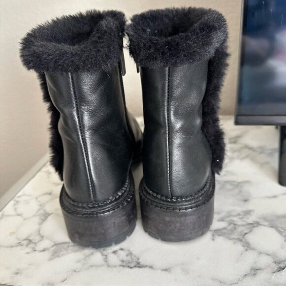 Aquatalia Onita Calf Weatherproof Black Fur-Lined Ankle Boots Size 7.5 - Picture 8 of 13